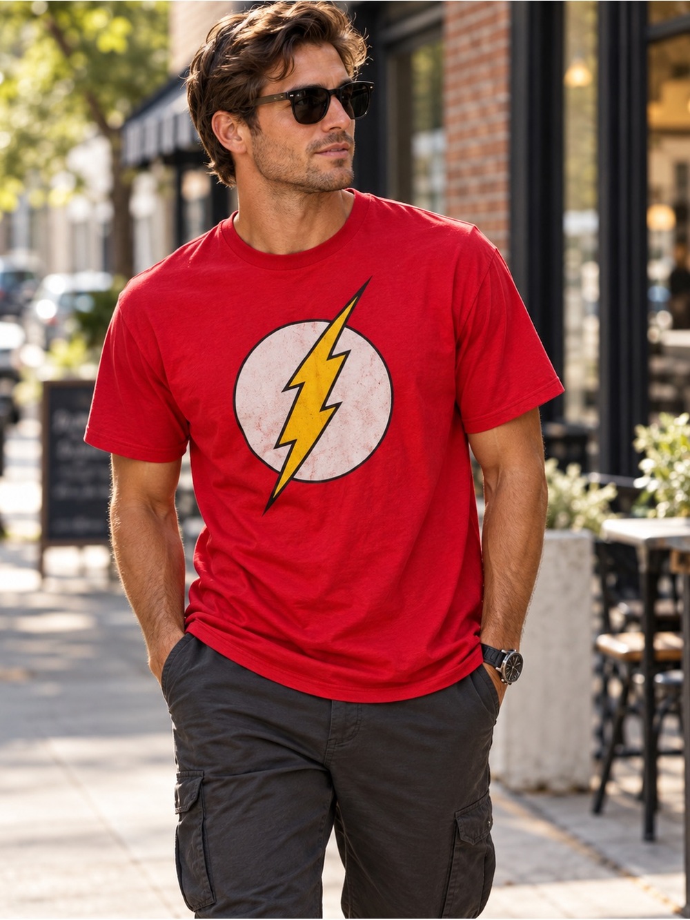 DC Comics The Flash Red Graphic Tee Men’s L Superhero T-Shirt